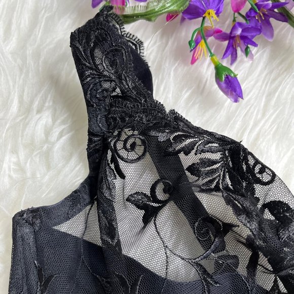 Soma Lace Black Size 38DDD - 38F Bra Underwire Sheer Mesh Embroidery - Picture 3 of 11